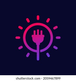 Solar energy icon with electrical plug