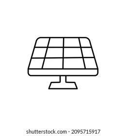 Icono de energía solar en estilo de línea negra plana, aislado en fondo blanco
