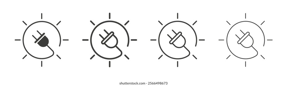 Solar energy icon flat and linear vector illustration on white background.