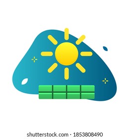 Icono de energía solar en diseño de estilo plano. Arte de video ecológico aislado en fondo blanco