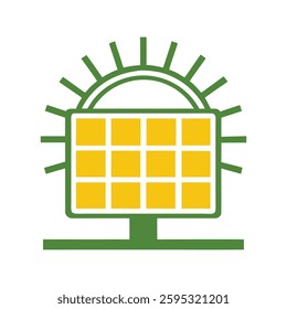 Solar energy icon, glowing sun isolated vector, white background