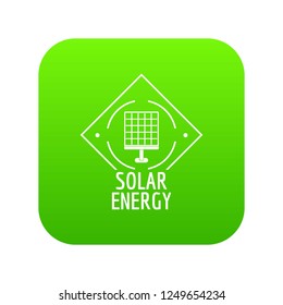 Solar energy icon green vector isolated on white background