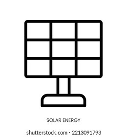 solar energy icon. Line Art Style Design Isolated On White Background