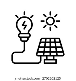 Ilustración vectorial de línea de icono de energía solar