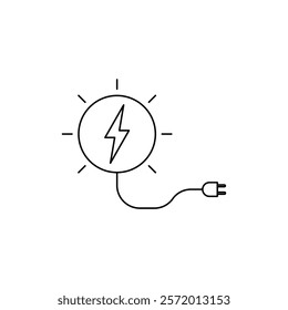 Solar energy icon in liner stroke style