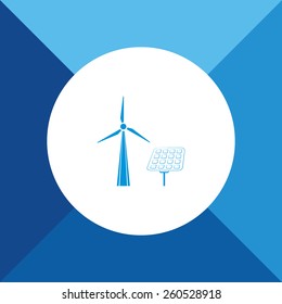 Solar Energy Icon on Blue Background. Eps-10.