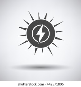 Solar energy icon on gray background, round shadow. Vector illustration.