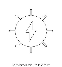Solar energy icon outline — modern sun graphic with power symbol, ideal for clean energy, sustainability, and green technology themes.