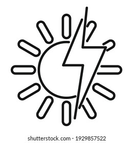 Icono de energía solar. Icono de vector de energía solar de contorno para diseño web aislado en fondo blanco