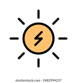 Solar Energy Icon Renewable Design in Flat Line Color Style