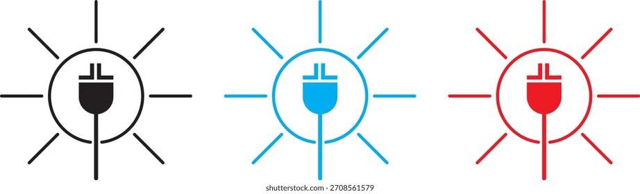 Solar energy icon set, Flat Design  Vector Icon illustration, black and white line icons pack., logo symbol,,
