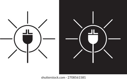 Solar energy icon set, Flat Design  Vector Icon illustration, black and white line icons pack., logo symbol,,
