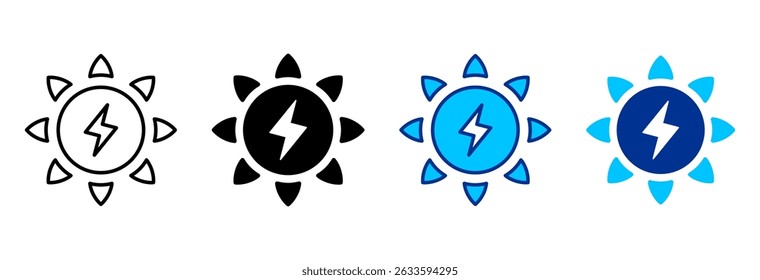 Solar Energy Icon Set Multiple Style Vector Illustration