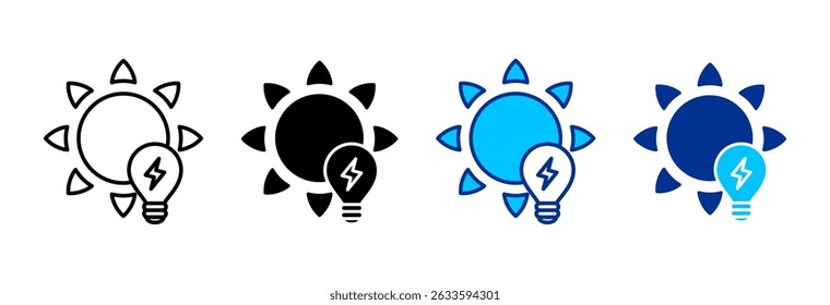 Ilustração do vetor de vários estilos do conjunto de ícones da energia solar