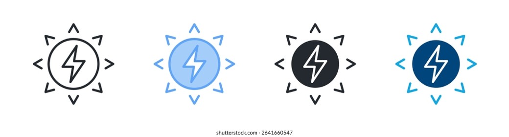 Solar Energy Icon Set Multiple Style. Design In Outline, Blue, Glyph, Dualtone