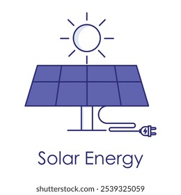 Solar Energy Icon – Sun and Solar Panel Showing Renewable Power Generation.