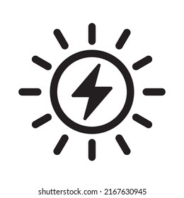 Symbol für Sonnenenergie, Symbol für Sonnenenergie. Vektorgrafik einzeln auf Weiß.