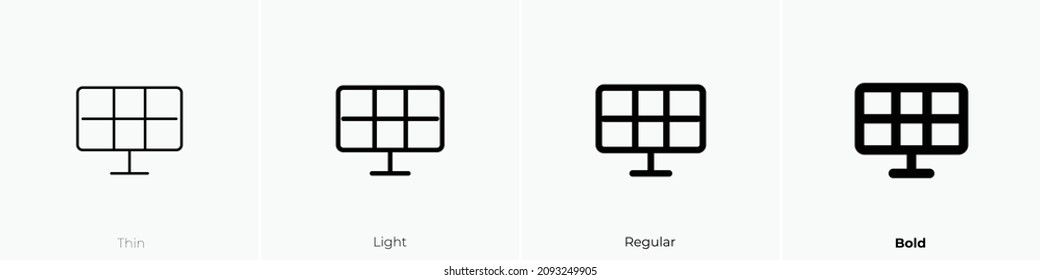 solar energy icon. Thin, Light Regular And Bold style design isolated on white background