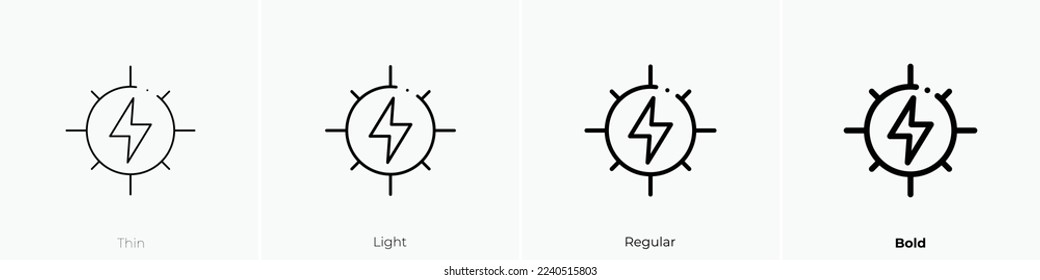 solar energy icon. Thin, Light Regular And Bold style design isolated on white background