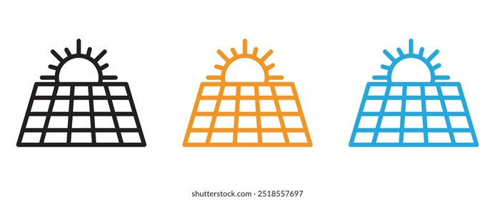 Solar energy icon Thin line illustration set