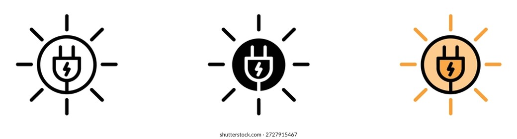 Icono de energía solar. Vector de energía limpia, renovable y sostenible. Ilustración vectorial.