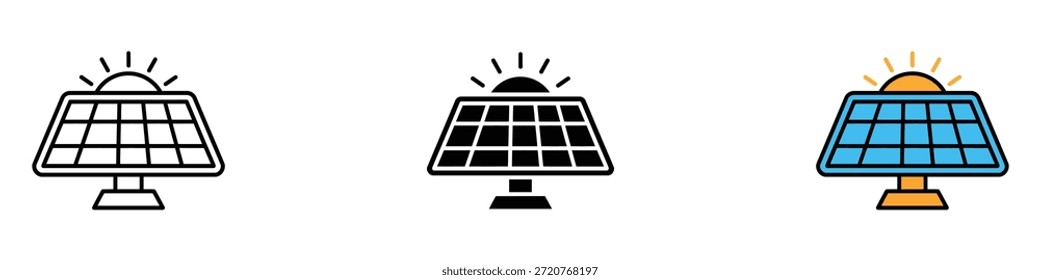 Vector de ícono de energía solar. generación de energía renovable a partir de la luz solar. Ilustración vectorial.