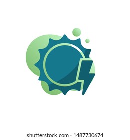 Solar energy icon vector, Sun and lightning filled flat sign, Ecology energy bicolor pictogram, green colors. Symbol, logo illustration