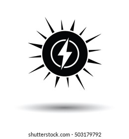 Solar energy icon. White background with shadow design. Vector illustration.