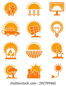 Solar energy icons set.