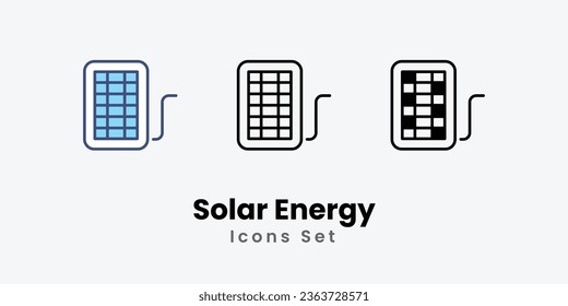 Solar Energy Icons set stock illustration.