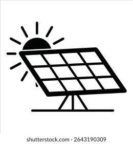 solar energy illustrated in continuous line art drawing style featuring sustainable power concepts solar panel usage and clean green alternative energy solutions
