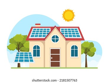 Solar Energy Installation, Panel or Wind Turbine Maintenance with Home Service Team For Electricity Network Operation in Cartoon Illustration