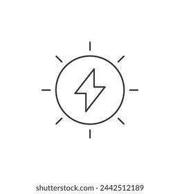 Solar energy linear icon, energy of sun editable stroke symbol, solar power plant vector outline sign.