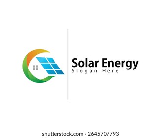 solar energy logo creative design concept roof home windows