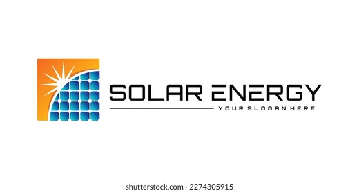 Solar energy logo design with creative element concept Premium Vektor