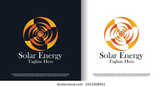 Solar energy logo design with creative concept premium vector