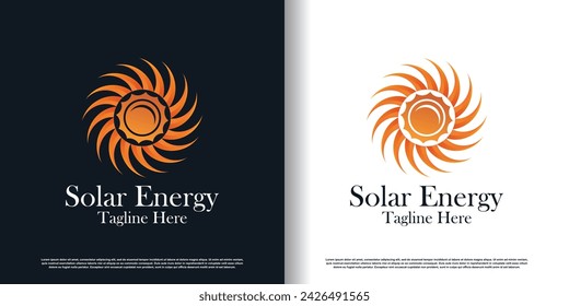Diseño de logotipo de energía solar con concepto creativo vector premium