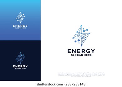 Solar energy logo design with lightning. environmentally friendly solar energy