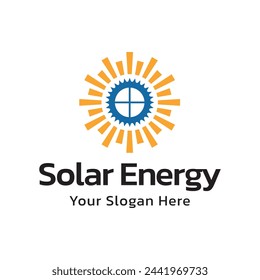 Solar energy logo design with modern concept. Simple and modern sun vector illustration