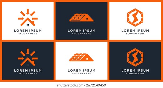 Solar energy logo design set