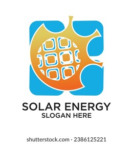Diseño de logotipo de energía solar concepto simple Vector Premium