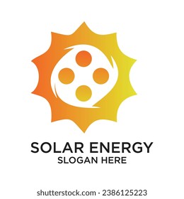 Diseño de logotipo de energía solar concepto simple Vector Premium