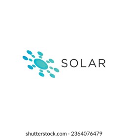 Solar energy logo design. Sun and solar panel abstract symbol. Simple and modern sun vector illustration. Solar business or company logo design.
