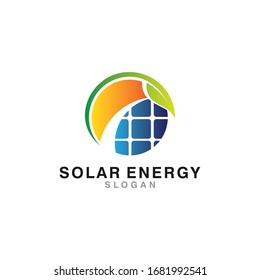 solar energy logo design template, vector icon Illustration