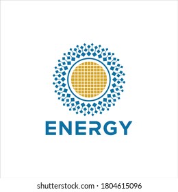 Solar energy logo design template. solar technology logo design on white background