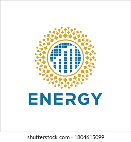 Solar energy logo design template. solar technology logo design on white background