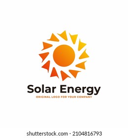 Solar energy logo design template.