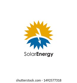 Solar energy logo design vector illustration template