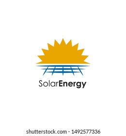 Solar energy logo design vector illustration template