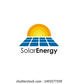 Solar energy logo design vector illustration template